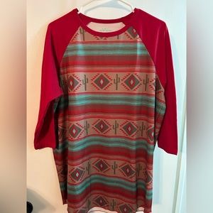 DISCOUNTED!! 
Ladies Crazy Train blouse with Aztec design.